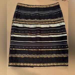 Worth Linen Beaded Pencil Skirt - Size 4